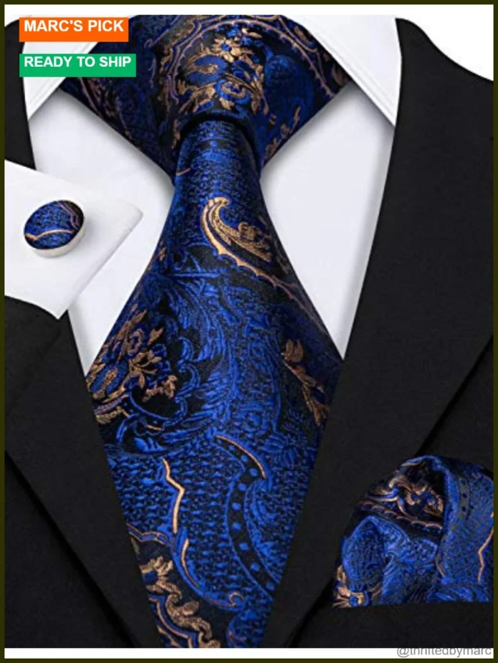 Set of 6 Silk Neckties with Tie Clip Jacquard Woven Formal Wedding